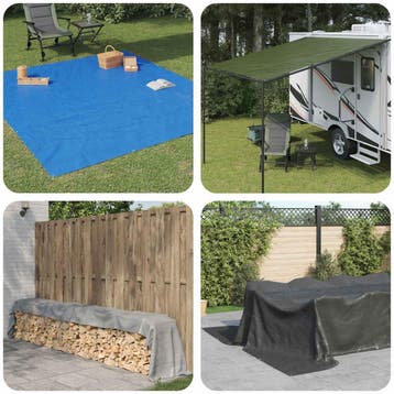 vidaXL Zeil met Oogjes Blauw 8 x 8 m 90 gsm PE, Verzenden, Nieuw