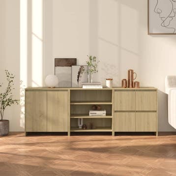 vidaXL 3 st Dressoirs bewerkt hout sonoma eikenkleurig, Verzenden