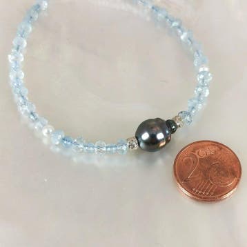 Zonder minimumprijs - Armband Zilver Parel - Parel - Tahiti, Nieuw