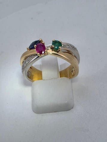 Guy Laroche - Ring - 18 karaat Geel goud Robijn - Diamant, Nieuw