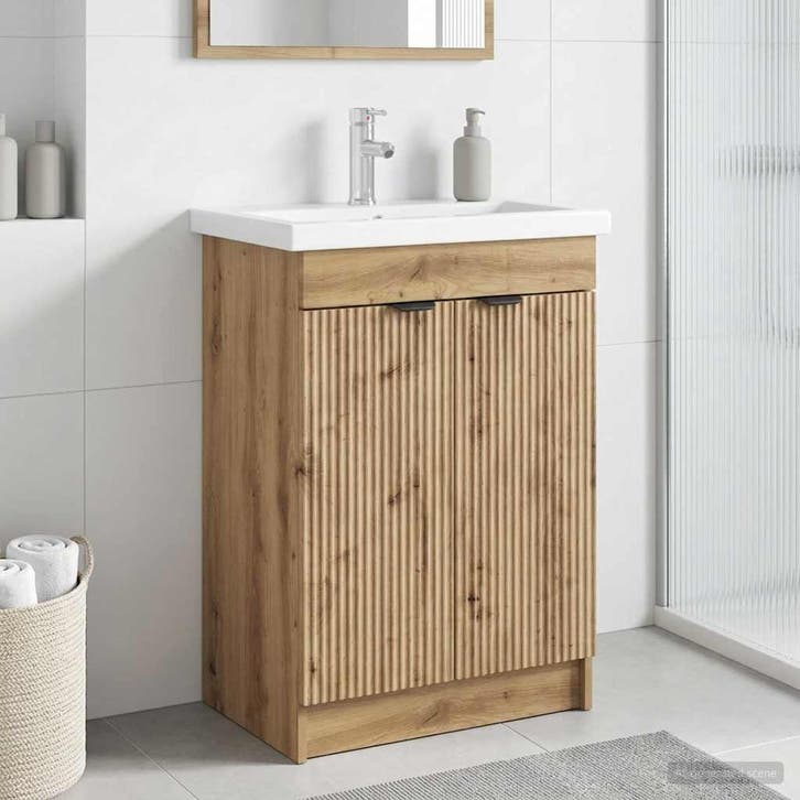 vidaXL Badkamer onder Wastafel Kast Artisanaal eiken, Maison & Meubles, Tables | Coiffeuses, Envoi