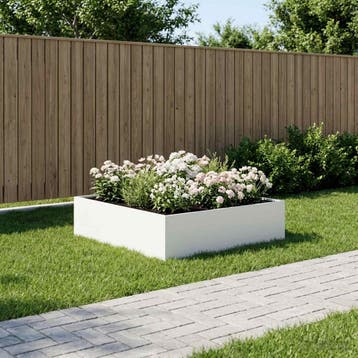 vidaXL Plantenbak Wit 100 x 100 x 30 cm Koudgewalst staal, Verzenden