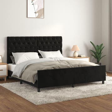 vidaXL Bedframe zonder matras 160x200 cm fluweel zwart, Maison & Meubles, Verzenden