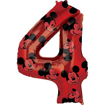 Mickey Mouse Helium Ballon Cijfer 4 66cm leeg, Verzenden