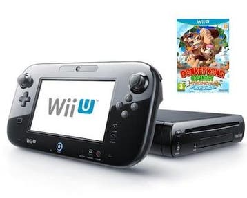 Wii U Console 32GB Zwart + Gamepad (Donkey Kong Bundel), Ophalen of Verzenden, Zo goed als nieuw