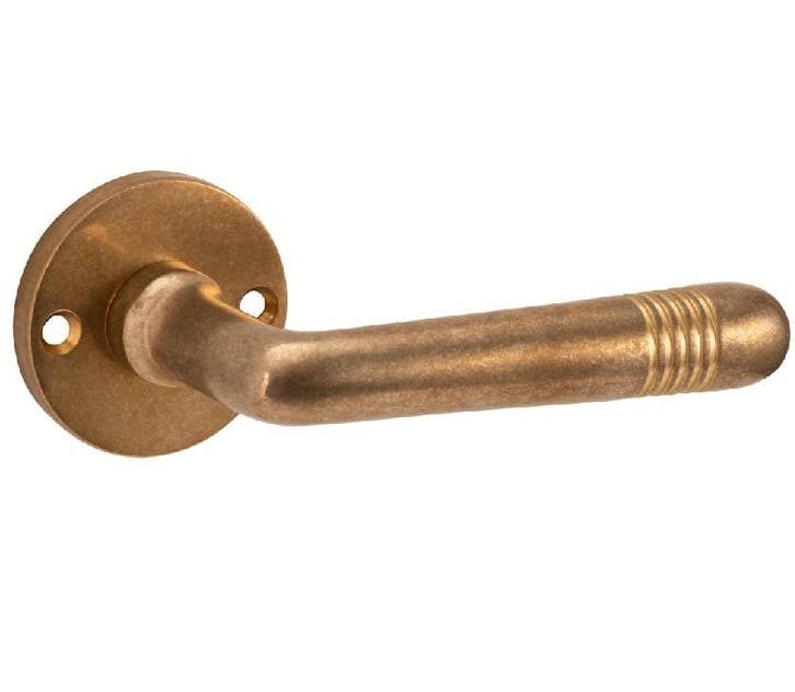 Deurklink op ongeveerd rozet Art-Deco/Elegant messing antiek, Doe-het-zelf en Bouw, Overige Doe-Het-Zelf en Bouw, Nieuw