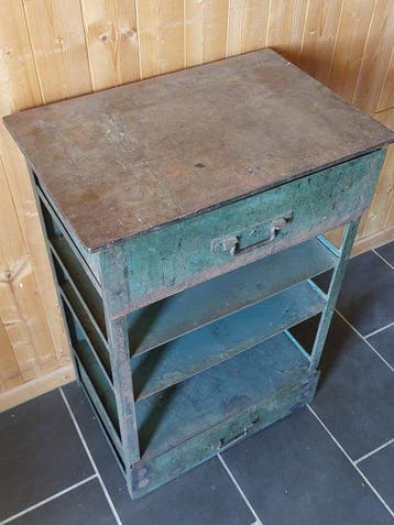 Werkbank - Staal - Vintage werkbank/werkplaats;