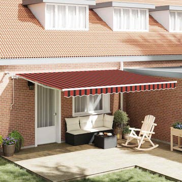 vidaXL Uitschuifbare luifel Oranje en Bruin 450 × 300 cm, Tuin en Terras, Verzenden, Nieuw