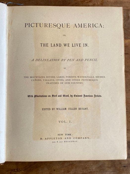William Cullen Bryant, Thomas Moran - Picturesque America;, Antiquités & Art, Antiquités | Livres & Manuscrits