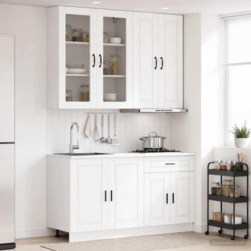 vidaXL Keukenblok PORTO 4 st Wit Bewerkt hout, Verzenden, Nieuw