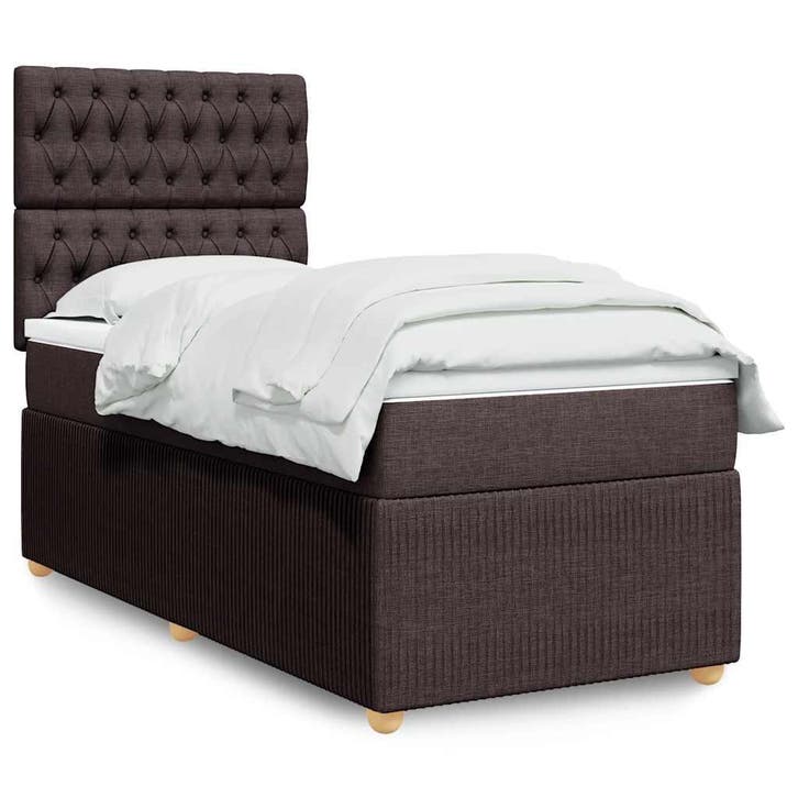 vidaXL Boxspring met matras stof donkerbruin 80x200 cm, Huis en Inrichting, Slaapkamer | Bedden, Nieuw, Verzenden