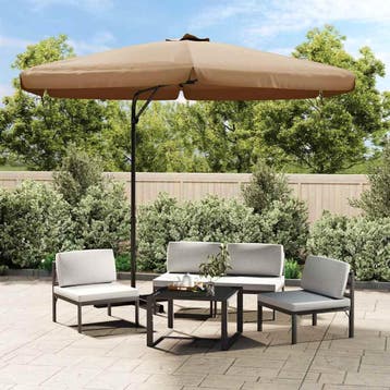 vidaXL Parasol met stalen paal 300 cm taupe, Tuin en Terras, Verzenden, Nieuw