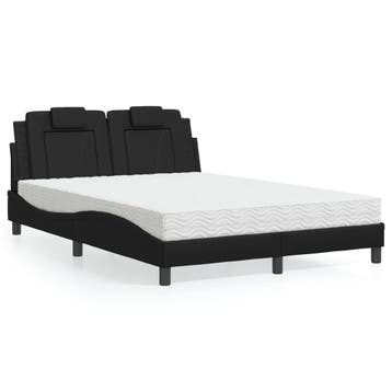 vidaXL Bed Viana met matras kunstleer zwart 140x200 cm, Verzenden