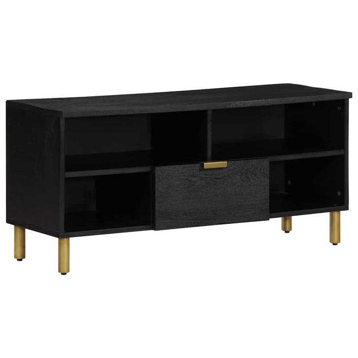 vidaXL Tv-meubel 100x33x46 cm bewerkt hout zwart, Huis en Inrichting, Woonaccessoires | Cd- en Dvd-rekken, Nieuw, Verzenden