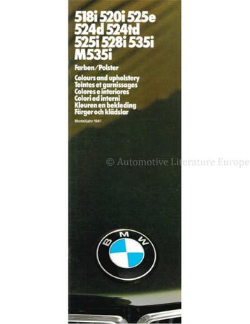 1987 BMW 5 SERIE KLEUREN EN BEKLEDING BROCHURE