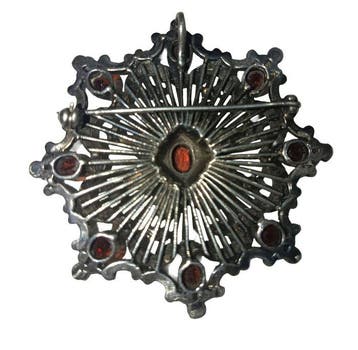 Zonder minimumprijs - Broche Zilver Granaat - Gemengde