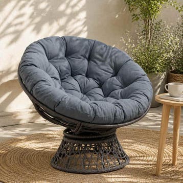 vidaXL Papasan Stoel Kussen VIANEN 100% Polyester Blauw Ø, Verzenden