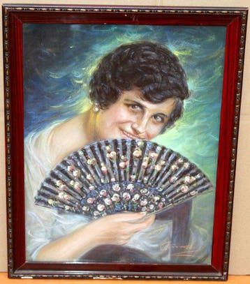 Spaanse school (XX) - Mujer con abanico - NO RESERVE, Antiek en Kunst