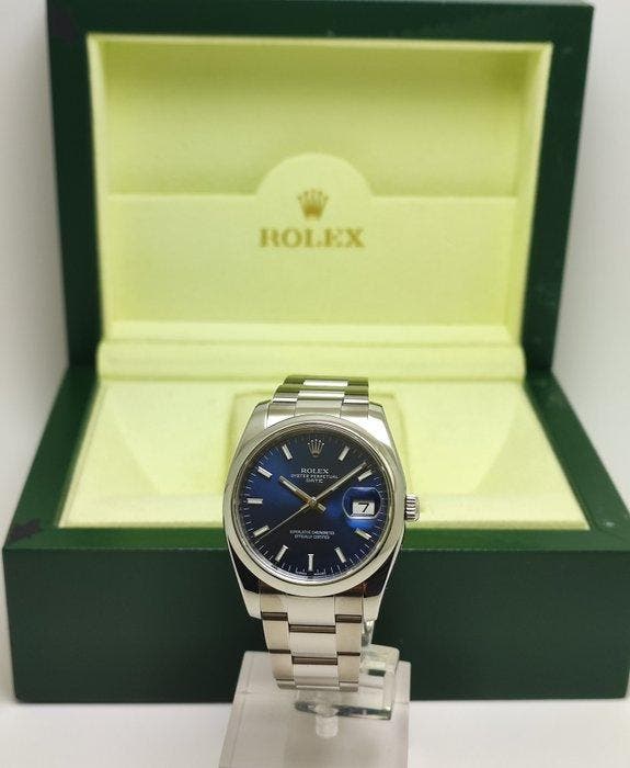 Rolex - Oyster Perpetual Date “Blue Dial” - Ref. 115200 -, Handtassen en Accessoires, Horloges | Heren