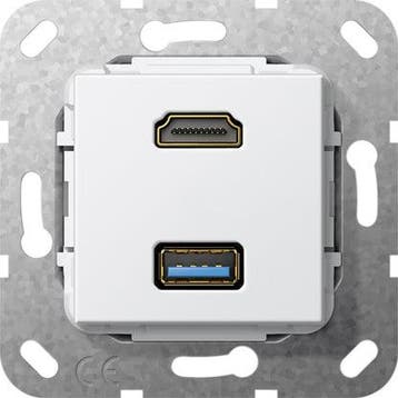 Gira Hdmi Usb 3.0 Type A Câble De Détournement Insert Pur, Verzenden