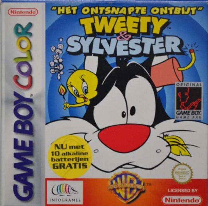 Tweety & Silvester het Ontsnapte Ontbijt - Gameboy Classi..., Games en Spelcomputers, Games | Nintendo Game Boy, Zo goed als nieuw