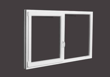 PVC raam draaikiep-vast b200xh110 cm Wit, Gevelraam of Ruit, 80 tot 120 cm, Nieuw, Ophalen of Verzenden