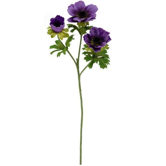 Anemoon Paars Zijdenbloem 56 cm per stuk, Huis en Inrichting, Woonaccessoires | Kunstplanten en Kunstbloemen, Nieuw