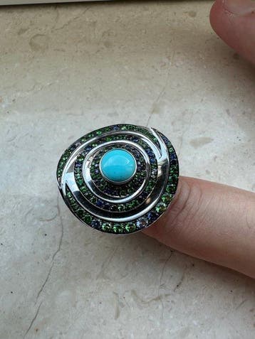 Boucheron - Ring - 18 karaat Witgoud Turquoise - Saffier -, Nieuw