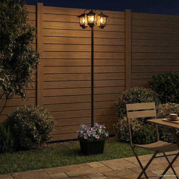 vidaXL Buiten Solar Lamp with LED Bulb Zwart, Verzenden
