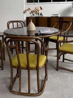 Im Stil von Franco Albini - Eettafel - Bamboe, Textiel, Glas