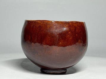 Mino Ware Amber-Glazed Tea Bowl (Ame-yu Chawan) with