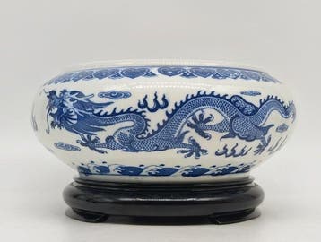 Bol - Porcelaine - bol chinois à base en bois
