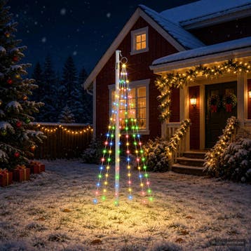 vidaXL Kerstboomverlichting met grondspies en vlaggenmast, Verzenden, Nieuw