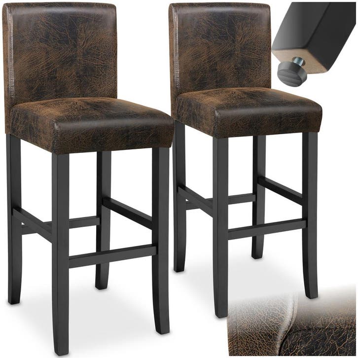 Barkruk van kunstleer - oud bruin, Set van 2, Maison & Meubles, Tabourets de bar, Envoi