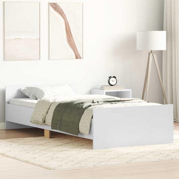 vidaXL Bedframe met hoofdeinde Wit Bewerkt hout, Huis en Inrichting, Slaapkamer | Bedden, Verzenden, Nieuw