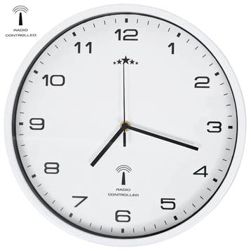 vidaXL Wandklok met quartz uurwerk radiogestuurd 31 cm wit, Huis en Inrichting, Woonaccessoires | Klokken, Verzenden, Nieuw