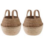 vidaXL Plantenpot met handvatten 2 pcs Wit Ø 22 x 20 cm 100%, Verzenden