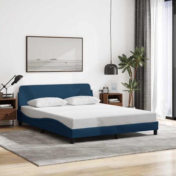 vidaXL Bedframe met hoofdeinde Dover 160x200 cm stof blauw, Verzenden