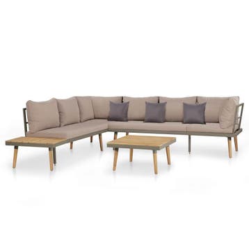 vidaXL 4-delige Loungeset met kussens massief acaciahout, Verzenden, Nieuw, Loungeset