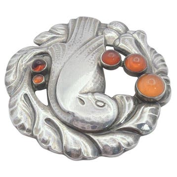 Georg Jensen - Broche Zilver Barnsteen