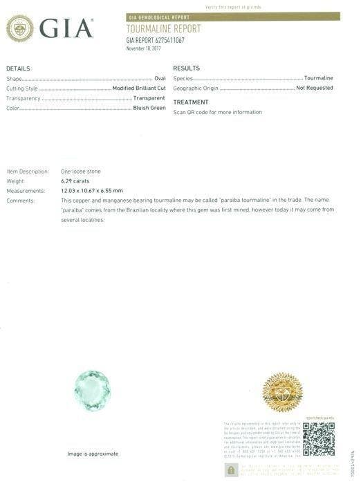 Zonder minimumprijs - 1 pcs Groen, Blauw Paraiba toermalijn, Handtassen en Accessoires, Edelstenen