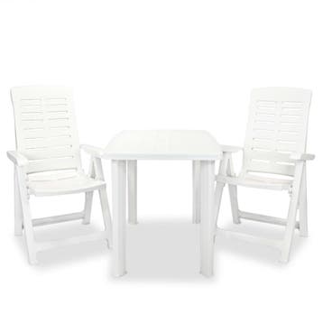 vidaXL 3-delige Bistroset kunststof wit, Verzenden, Nieuw