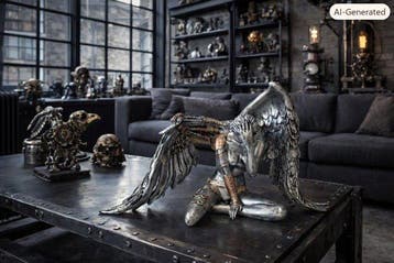 Exclusief S.Buru - sculptuur, -***SILVER FALLEN ANGEL***, Antiek en Kunst