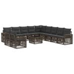 vidaXL Tuinbank Set 12 pcs Grijs en Donkergrijs poly rattan, Verzenden