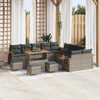 vidaXL Tuinbank Set met kussen 18 pcs Grijs poly rattan, Tuin en Terras, Verzenden, Nieuw
