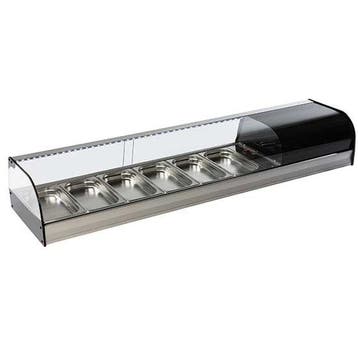 Tapasvitrine | RVS/Zwart | 6x 1/3 GN | +1°C/+5°C | Statisch, Verzenden