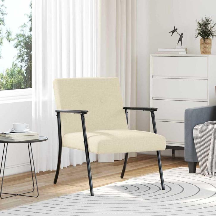vidaXL Fauteuil Crème Stof, Huis en Inrichting, Fauteuils, Nieuw, Verzenden
