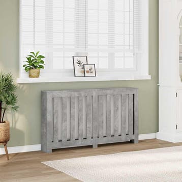 vidaXL Radiator Cover Betongrijs 149 x 20 x 82 cm Bewerkt, Doe-het-zelf en Bouw, Verzenden, Nieuw