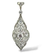 Ketting met hanger - 14 karaat Witgoud, Platina, Antieke