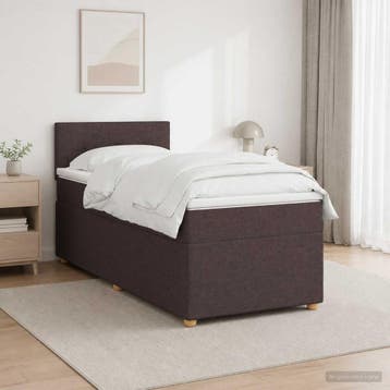 vidaXL Boxspringbed met matras Donkerbruin 90 x 200 cm Stof, Verzenden, Nieuw